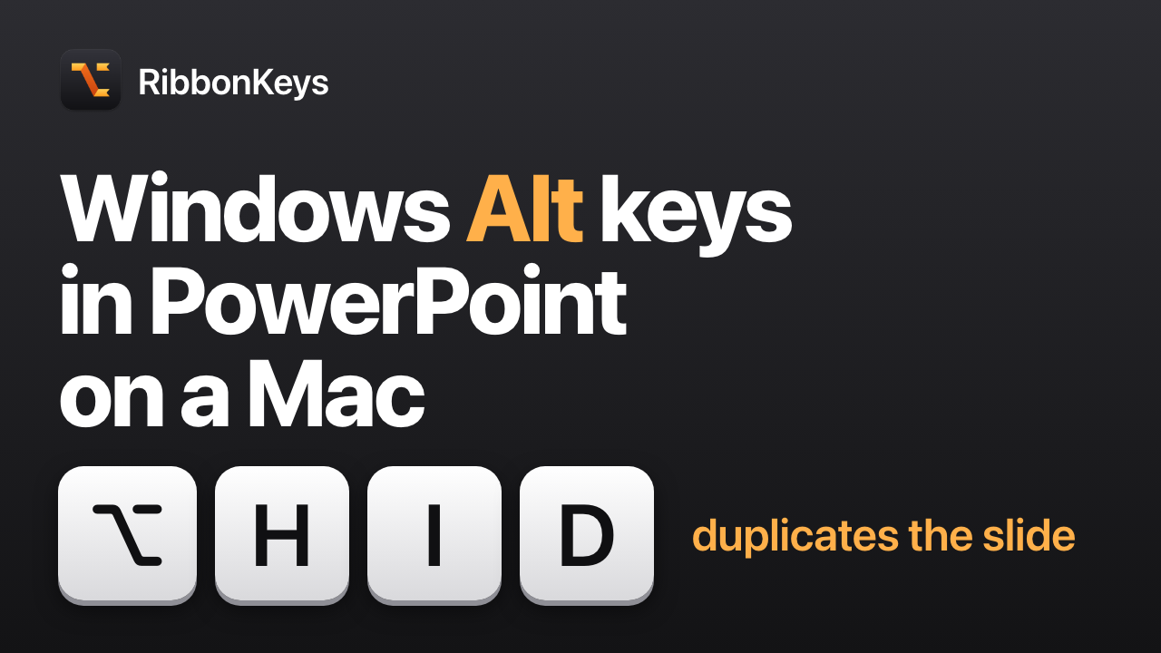 RibbonKeys: Windows Alt keys in PowerPoint on a Mac.